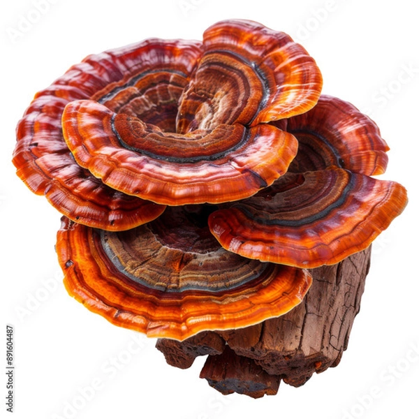 Fototapeta Reishi mushroom, Ganoderma lucidum isolated on white or transparent background 