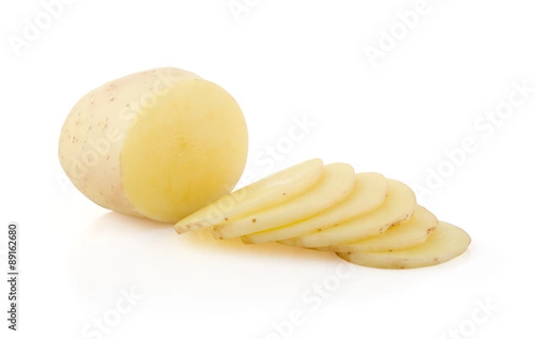 Fototapeta Potatoes and Slices isolated on white background