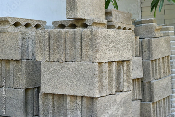 Obraz Arrangement of bricks as basic building materials