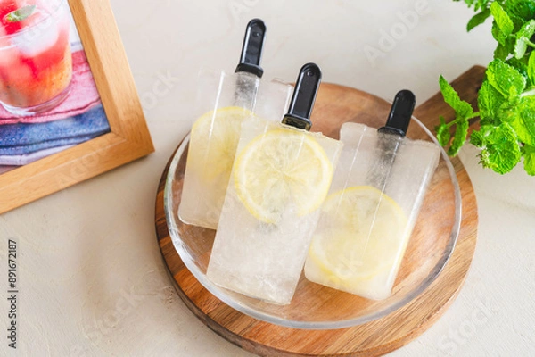 Obraz 夏のデザート　レモンのアイスキャンディー