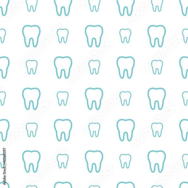 Fototapeta Teeth on white background. Vector dental seamless pattern.