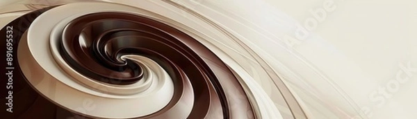 Fototapeta A captivating abstract artwork featuring a swirling blend of chocolate and cream hues, creating a mesmerizing visual effect.