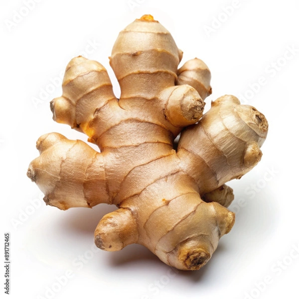 Fototapeta Fresh Ginger Root on White Background