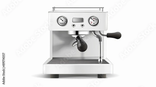 Obraz espresso coffee machine isolated on white background. Home appliances isolated on white. Photo realistic photo.
