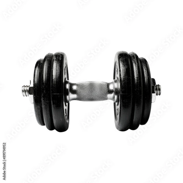 Obraz Black dumbbel. Isolated on transparent background.