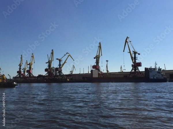 Obraz погрузчики в порту