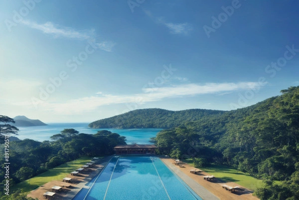 Fototapeta "Exceptional Building Blending into Nature, a Leisure Spot"