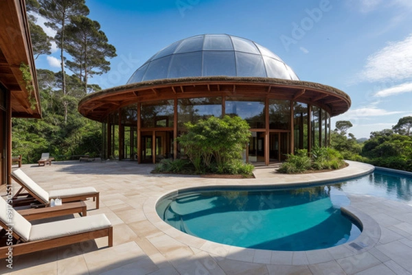 Fototapeta "Exclusive Architecture Coexisting with Nature, a Resort"