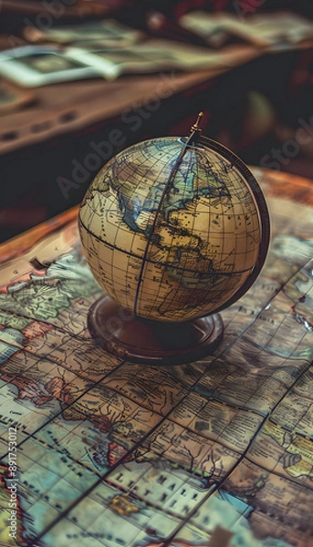 Fototapeta Old Globe Map