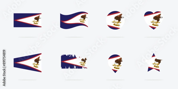 Obraz National flag of American Samoa. Vector flag icon set of American Samoa.