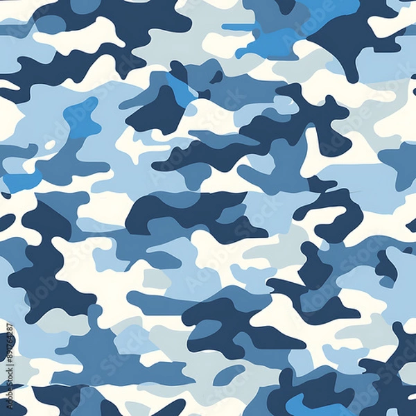 Fototapeta Air force camo pattern with sky blue, navy, and light gray tones for seamless wallpaper 2