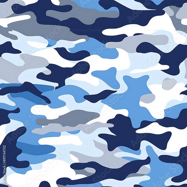 Obraz Air force camouflage pattern with blue, gray, and white shades for seamless wallpaper 