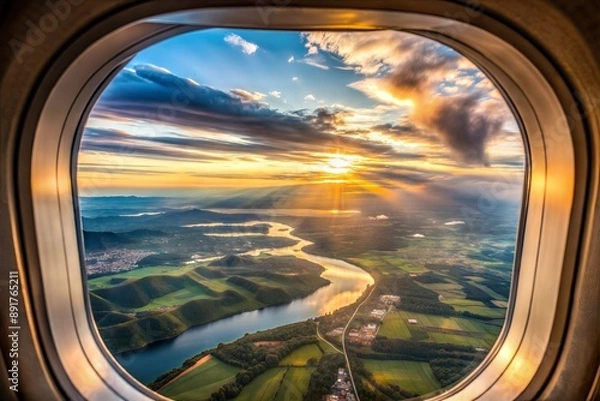 Fototapeta view from airplane window