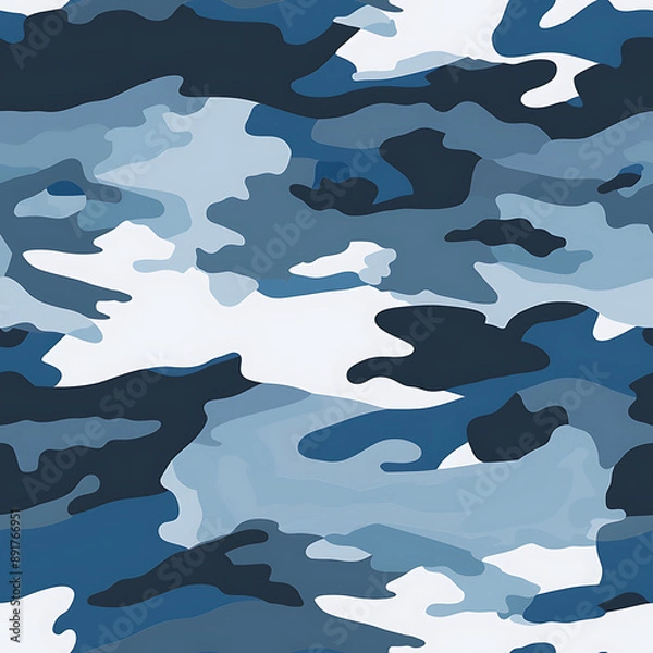 Fototapeta Urban air force camouflage pattern with dark blue, light blue, and gray elements for seamless wallpaper 2
