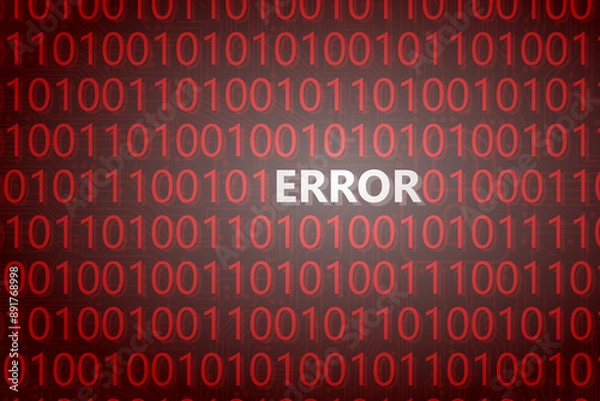 Fototapeta Error message in program code - Binary code - System error - Screen of death - System failure - System breakdown
