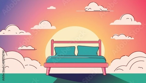 Obraz bed silhouette illustration
