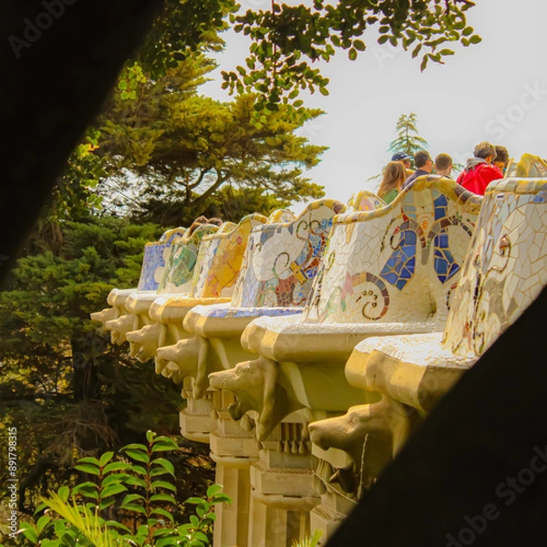 Obraz bench at park gaudi