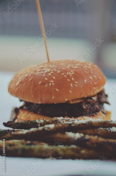 Fototapeta Hamburger and asparagus