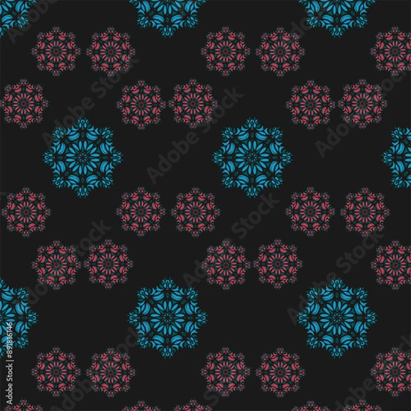 Fototapeta seamless  Batik Indonesians Ikat floral embroidery Vector paisley pattern on black background. Aztec style abstract vector illustration.
design for texture ,fabric ,clothing wrapping ,decoration.