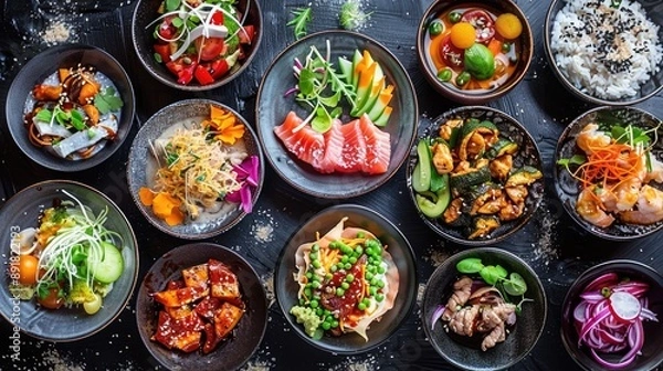 Obraz Fresh Sushi Rolls with Vibrant Toppings