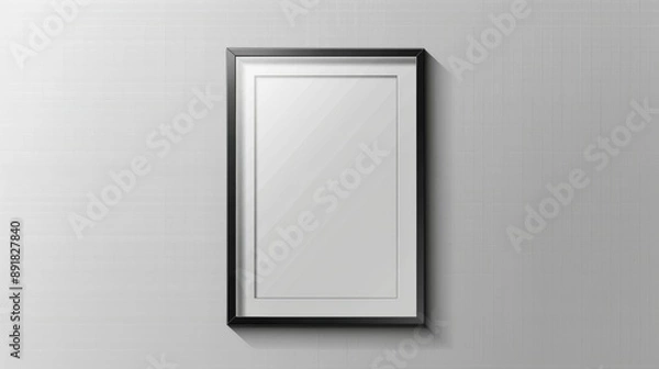 Fototapeta Realistic 3D rectangle picture frame with shadow on transparent background. Blank wall display for photo, image, or promotional text. EPS10 vector illustration. 