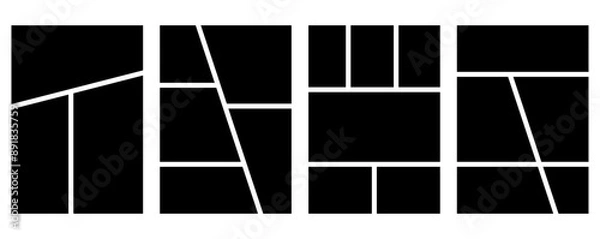 Fototapeta Set of templates minimalistic geometric photo frames. Mood board or photo image layout. Simple trendy geometric design