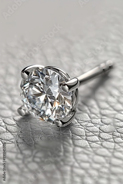 Fototapeta A high-resolution photograph of a single diamond stud earring, brilliant and luxurious, close-up view