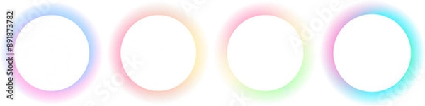 Obraz Set of gradient with blur glowing frames . Collection of futuristic glowing, neon colored with aura round frames for web design . Vector Illustration.