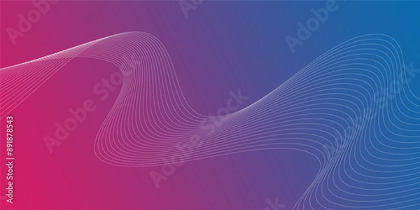 Fototapeta Technology background with neon color abstract line wave design