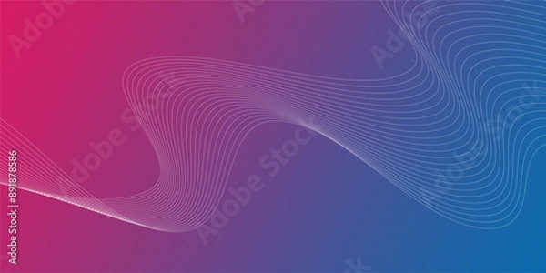 Fototapeta Technology background with neon color abstract line wave design