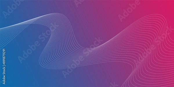 Fototapeta Technology background with neon color abstract line wave design