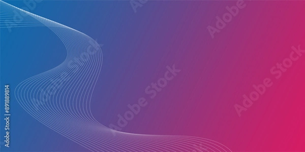 Fototapeta Technology background with neon color abstract line wave design
