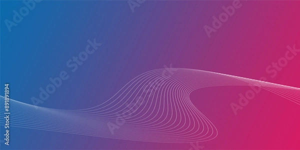 Fototapeta Technology background with neon color abstract line wave design