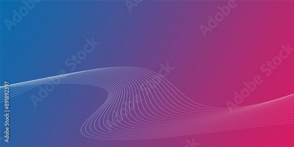 Fototapeta Technology background with neon color abstract line wave design