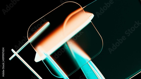 Fototapeta Abstract 3d background wallpaper with glass squares with colorful light emitter iridescent neon holographic gradient. Gradient design element for banners, backgrounds, wallpapers and covers.