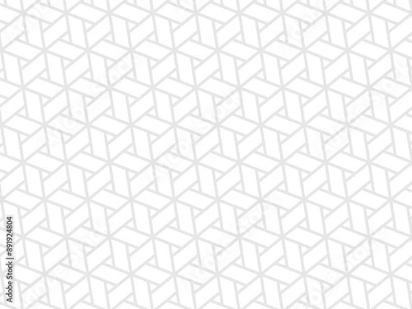 Fototapeta 和柄パターンの背景壁紙素材、グレーの麻の葉網代のベクターイラスト