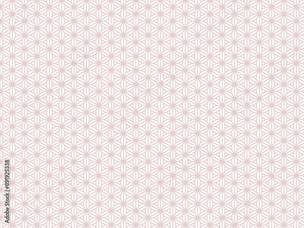 Obraz 和柄パターンの背景壁紙素材、ピンクの麻の葉模様のベクターイラスト