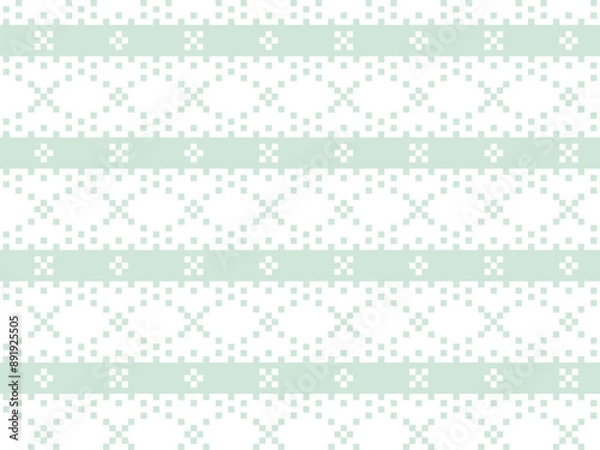 Obraz 和柄パターンの背景壁紙素材、緑色のミンサー柄のベクターイラスト