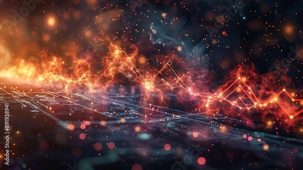 Fototapeta Infographic illustrating the physical properties of chemicals using colorful and futuristic visuals to highlight the reactions and definitions in organic chemistry