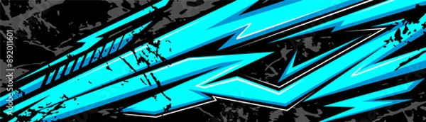 Fototapeta Abstract Car decal design vector. Graphic abstract stripe racing background kit designs for wrap vehicle, race car, rally, adventure and livery