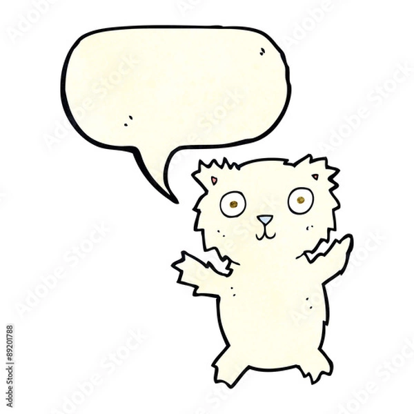 Fototapeta cartoon polar bear with speech bubble
