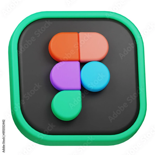 Fototapeta figma 3d icon isolated on the transparent background