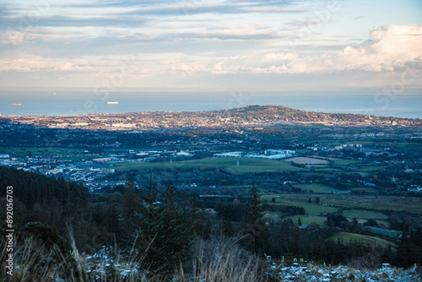 Fototapeta Dublin, Ireland - city and nature views from the top of a hill