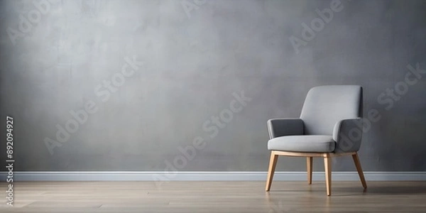 Fototapeta Gray chair in the gray wall background AI Generative