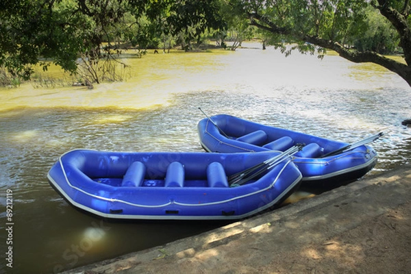 Obraz Two rafts in river