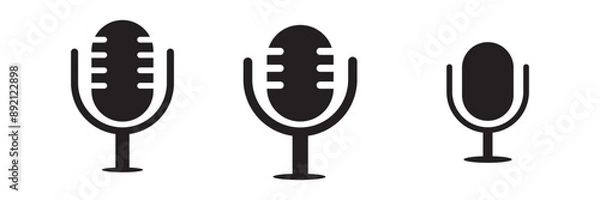Fototapeta Microphone Icons set. variant microphone icon. Karaoke mic. Podcast microphone. web and mobile icons. vector illustration.