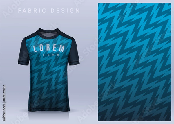 Fototapeta Fabric textile design for Sport t-shirt, Soccer jersey mockup for football club. uniform front view.	
