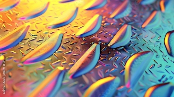 Fototapeta Close-Up of Textured Metallic Surface with Diamond Patterns: Perfect for Industrial and Modern Design Projects