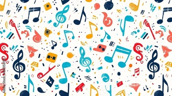 Obraz Colorful Music Note Pattern