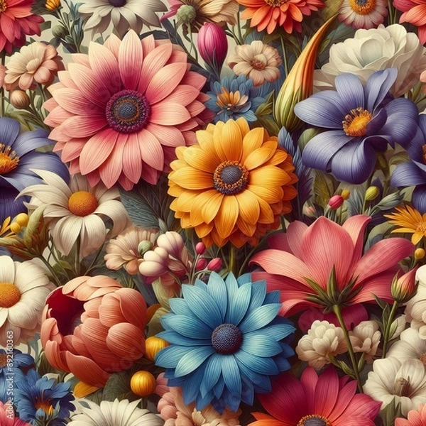 Fototapeta summer flower seamless pattern